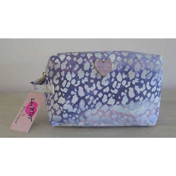 Betsey Johnson CLB-1023 Purple Multi Leopard Print Loaf Cosmetic Bag - Picture 1 of 12